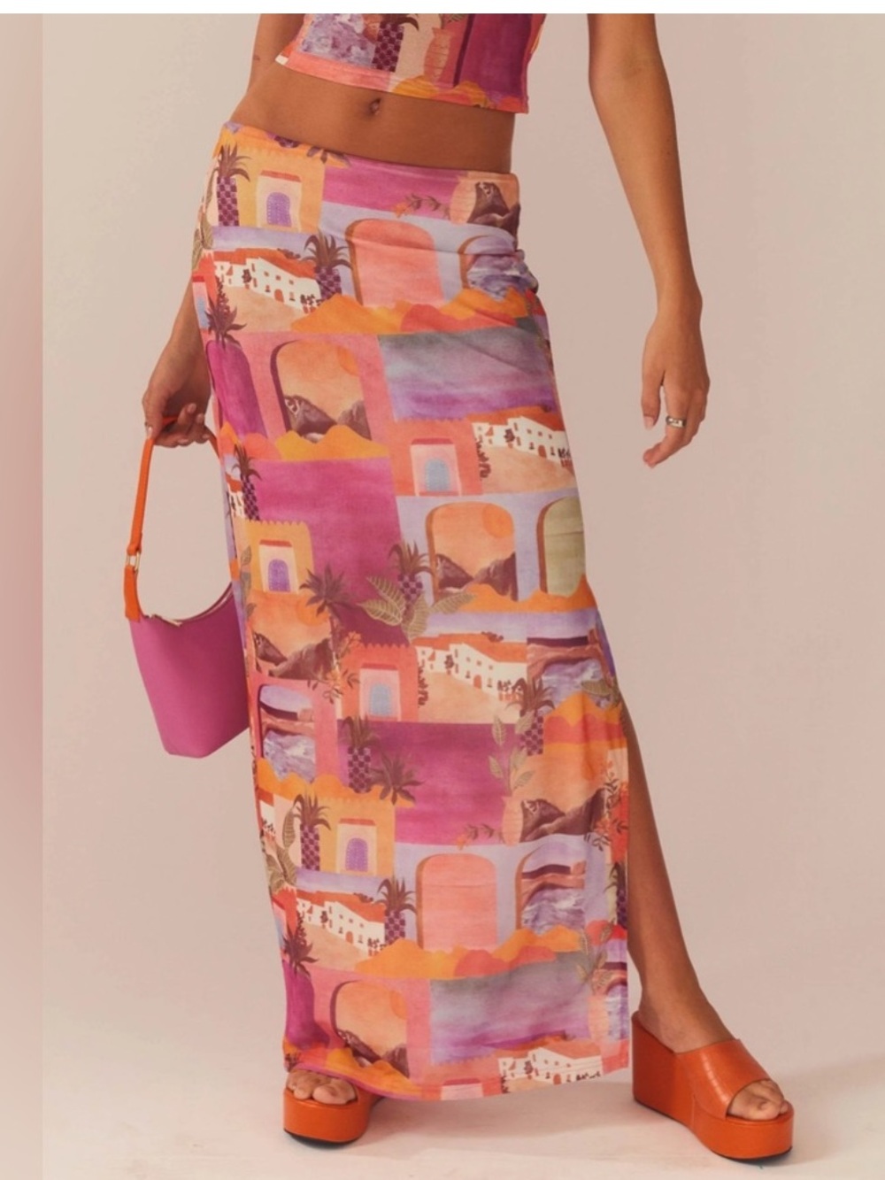 Peppermayo The City Meets the Coast Midi Skirt Sunset Building Size 4